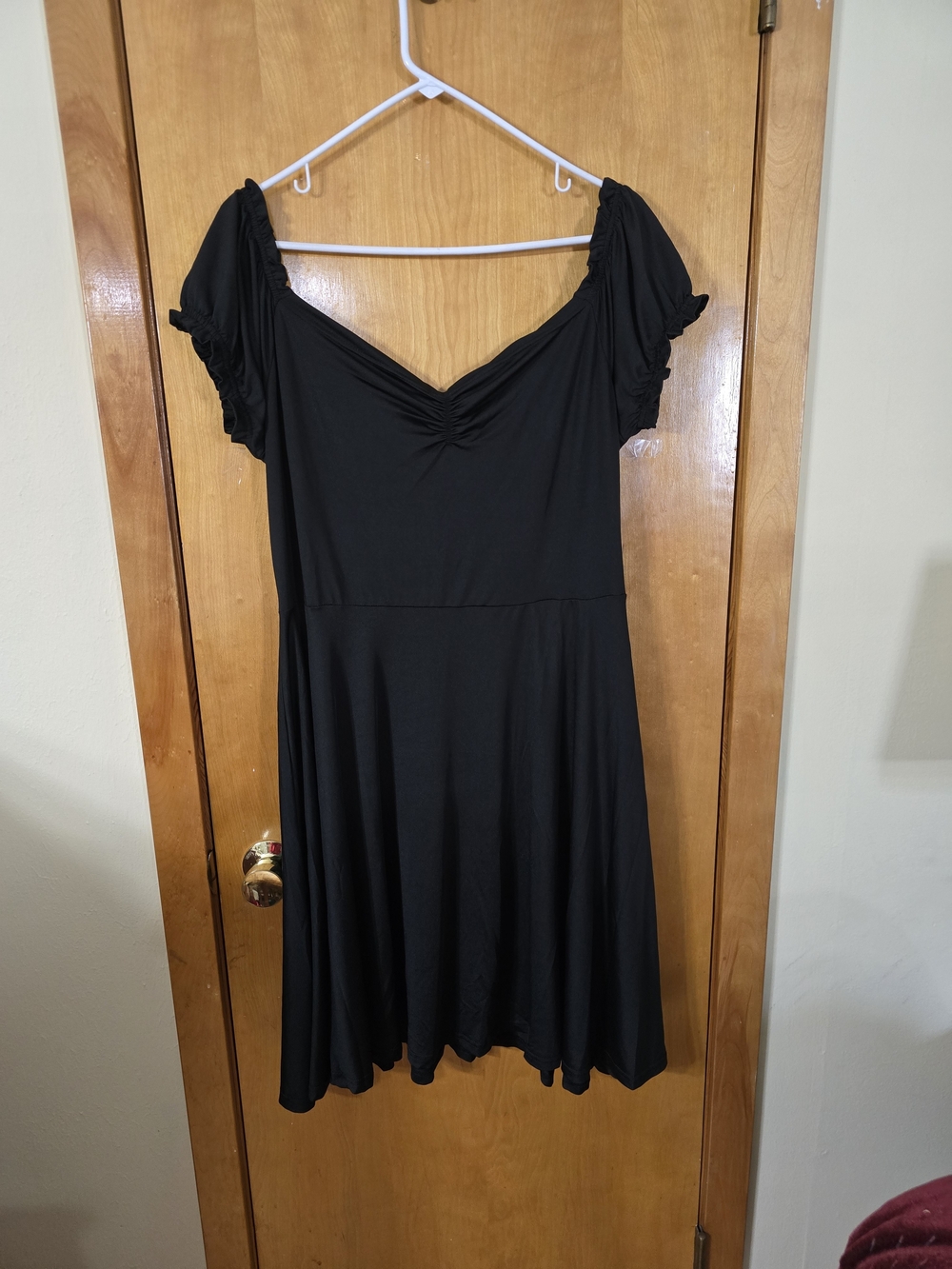 zeagoo Black Puff-Sleeve Fit & Flare Dress